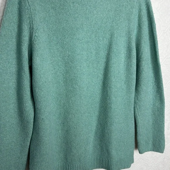 J Jill Crew Sweater Cotton Stretchy Mock Neck Turtleneck Teal Ocean Large Petite - Picture 4 of 7